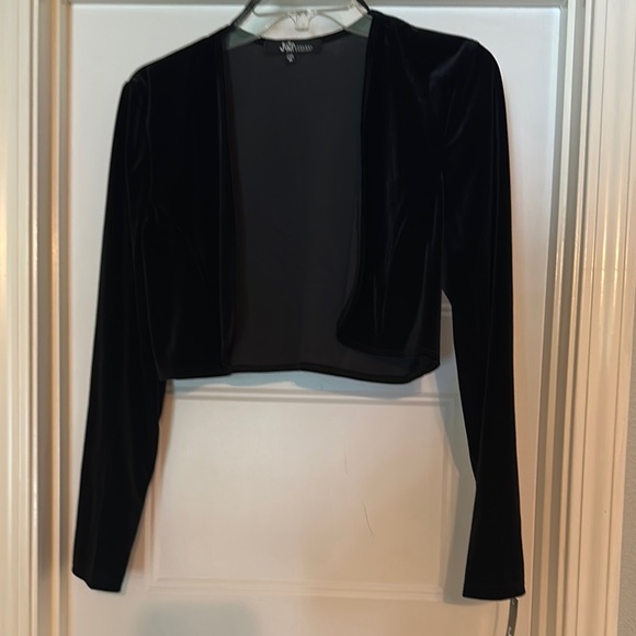 Black Velvet Open Front Jacket - Picture 1 of 4